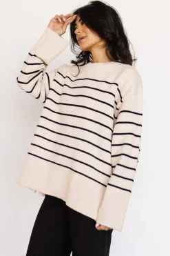 Baltic Born Emerson Stripe Knit Sweater | Ivory + Black