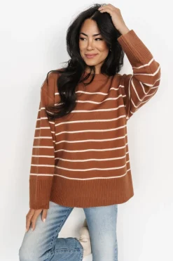 Baltic Born Emerson Stripe Knit Sweater | Dark Camel + Ivory