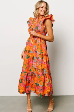 Baltic Born Emily Smocked Tier Dress | Orange Floral