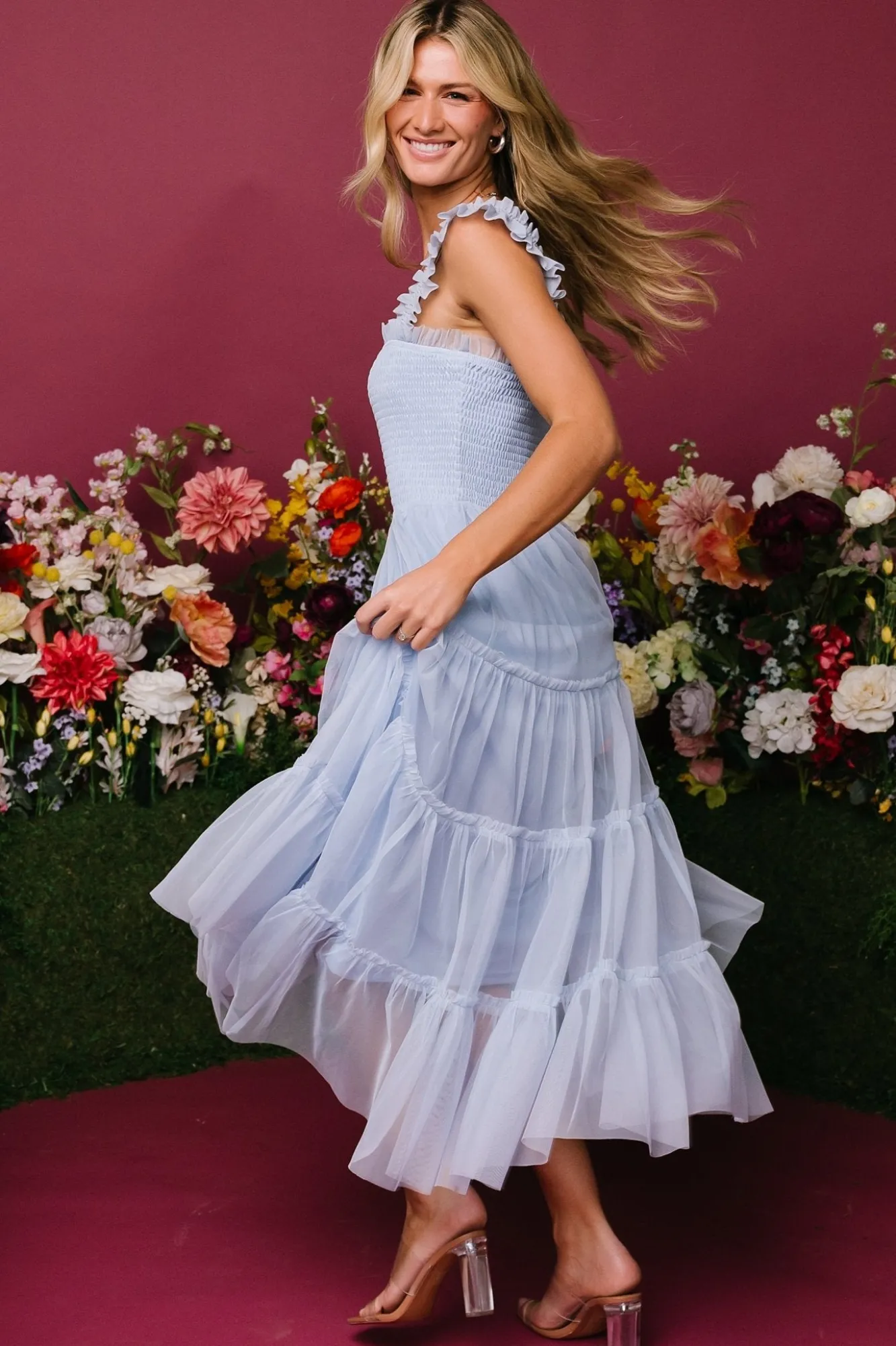 Baltic Born Emma Smocked Tulle Dress | Light Blue