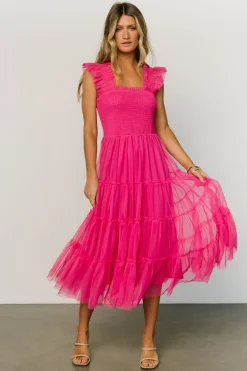 Baltic Born Emma Smocked Tulle Dress | Hot Pink