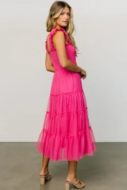 Baltic Born Emma Smocked Tulle Dress | Hot Pink