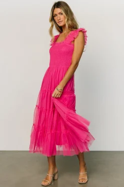 Baltic Born Emma Smocked Tulle Dress | Hot Pink