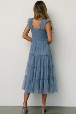 Baltic Born Emma Smocked Tulle Dress | Slate Blue