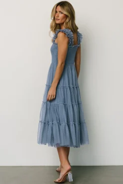 Baltic Born Emma Smocked Tulle Dress | Slate Blue