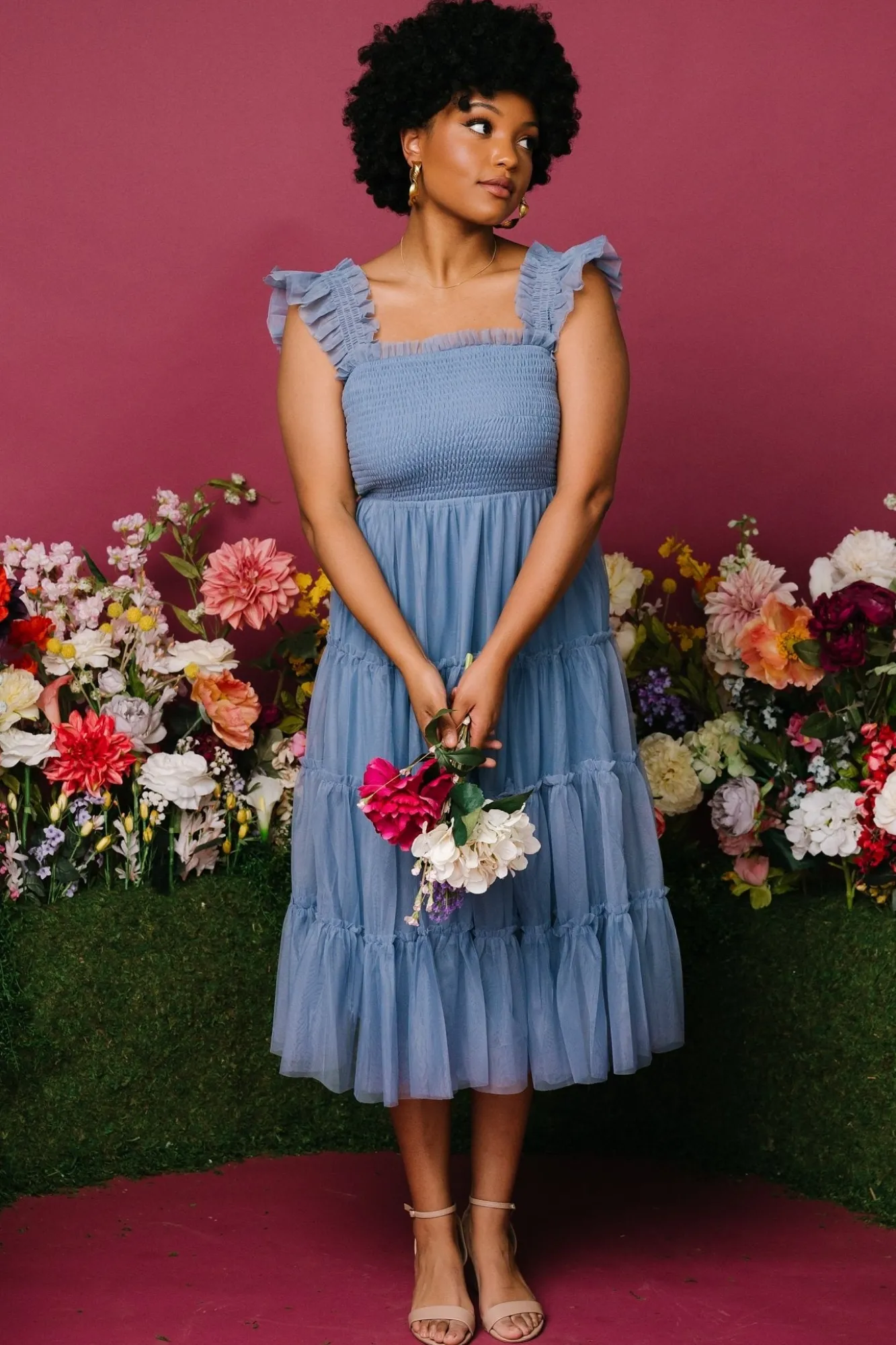Baltic Born Emma Smocked Tulle Dress | Slate Blue