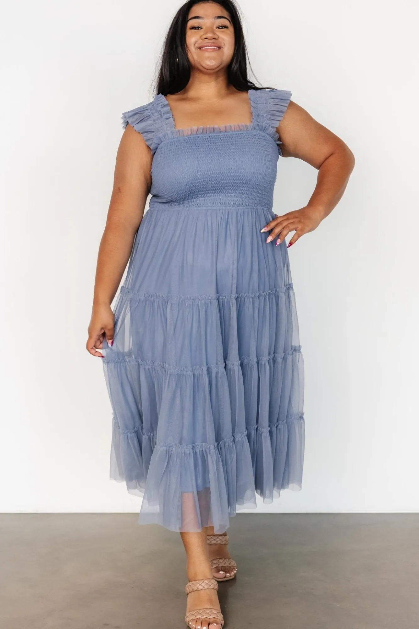 Baltic Born Emma Smocked Tulle Dress | Slate Blue