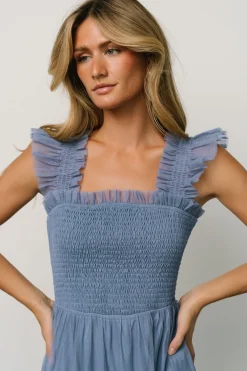 Baltic Born Emma Smocked Tulle Dress | Slate Blue