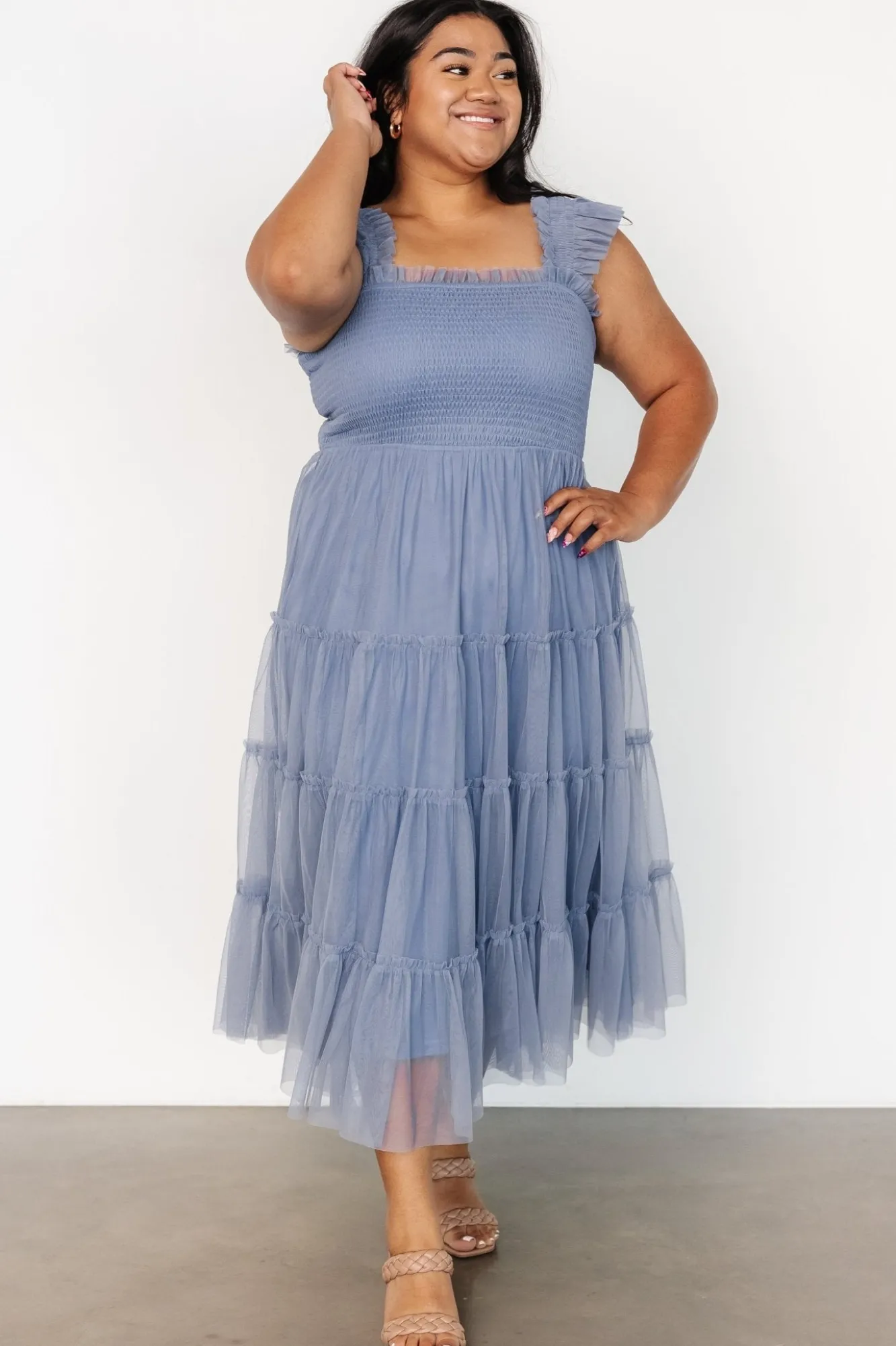 Baltic Born Emma Smocked Tulle Dress | Slate Blue