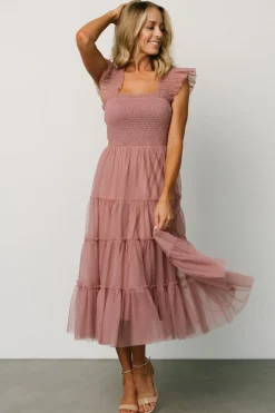 Baltic Born Emma Smocked Tulle Dress | Dusty Rose