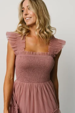 Baltic Born Emma Smocked Tulle Dress | Dusty Rose