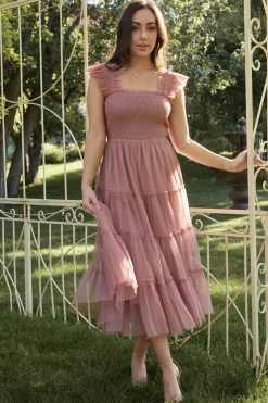 Baltic Born Emma Smocked Tulle Dress | Dusty Rose