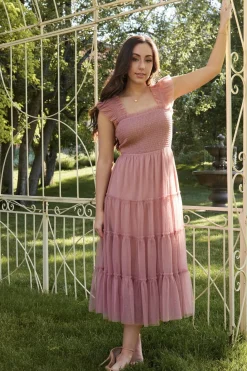 Baltic Born Emma Smocked Tulle Dress | Dusty Rose