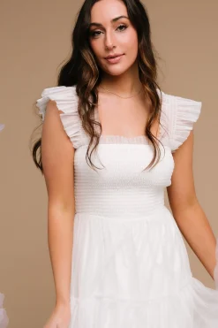 Baltic Born Emma Smocked Tulle Dress | Off White