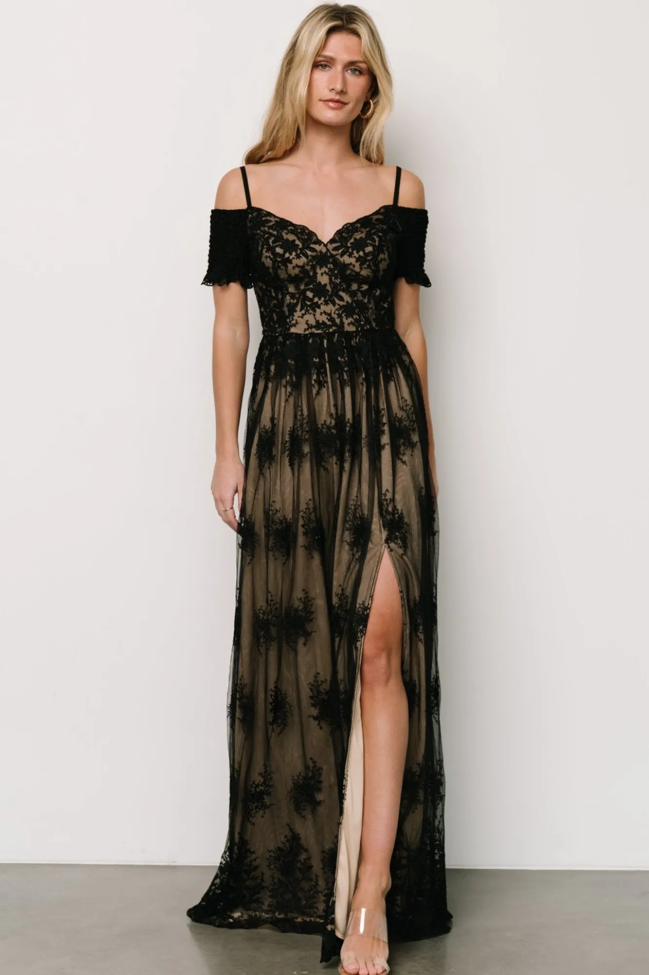 Baltic Born Esperanza Tulle Embroidered Maxi Dress | Black + Nude