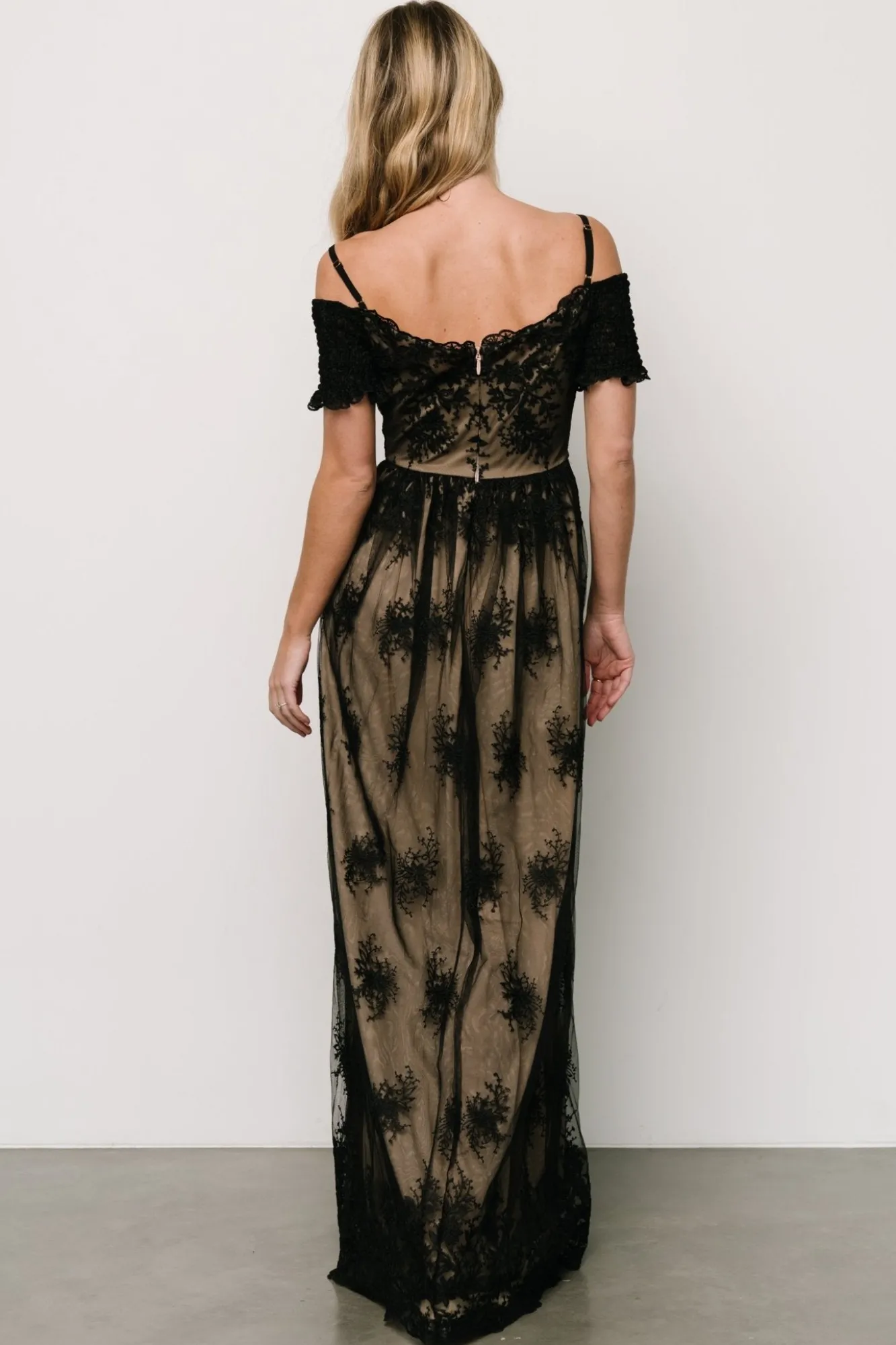 Baltic Born Esperanza Tulle Embroidered Maxi Dress | Black + Nude