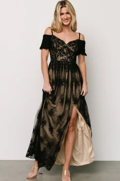 Baltic Born Esperanza Tulle Embroidered Maxi Dress | Black + Nude