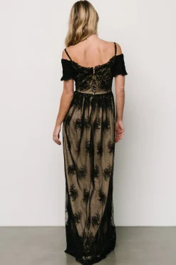 Baltic Born Esperanza Tulle Embroidered Maxi Dress | Black + Nude
