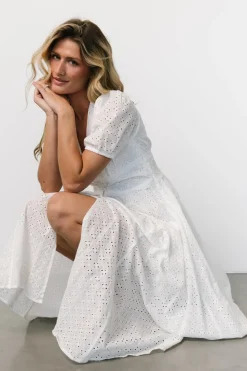 Baltic Born Esther Eyelet Midi Dress | Off White