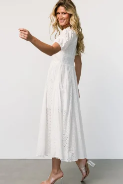 Baltic Born Esther Eyelet Midi Dress | Off White
