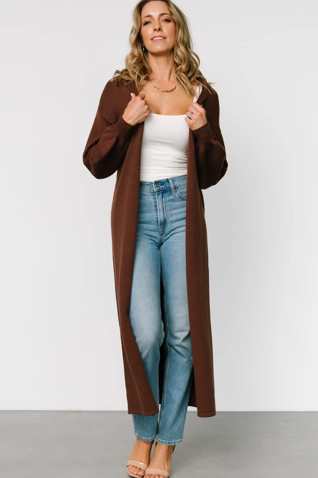 Baltic Born Ethel Long Cardigan | Dark Brown