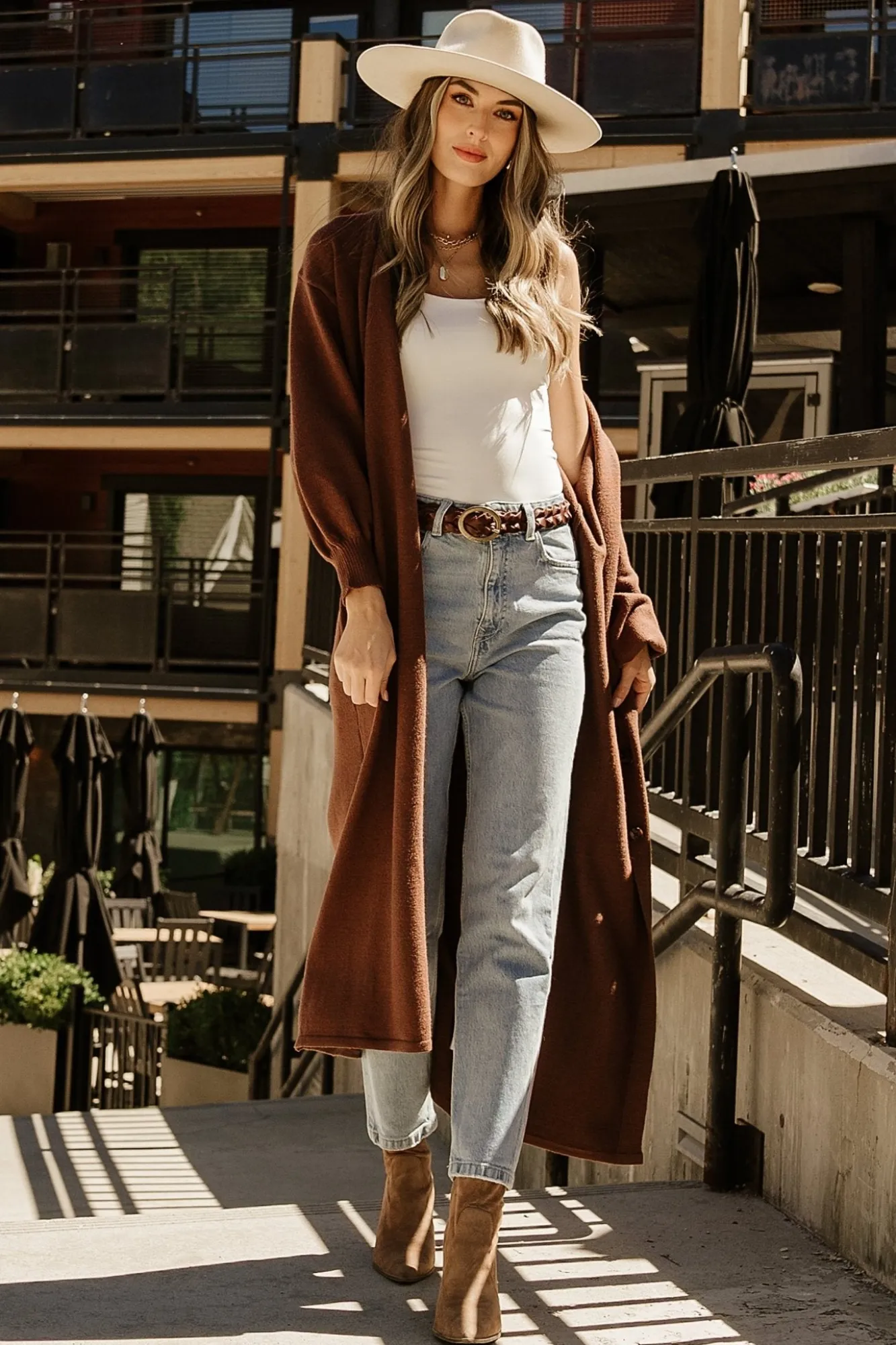 Baltic Born Ethel Long Cardigan | Dark Brown