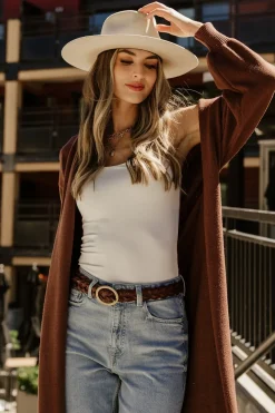 Baltic Born Ethel Long Cardigan | Dark Brown