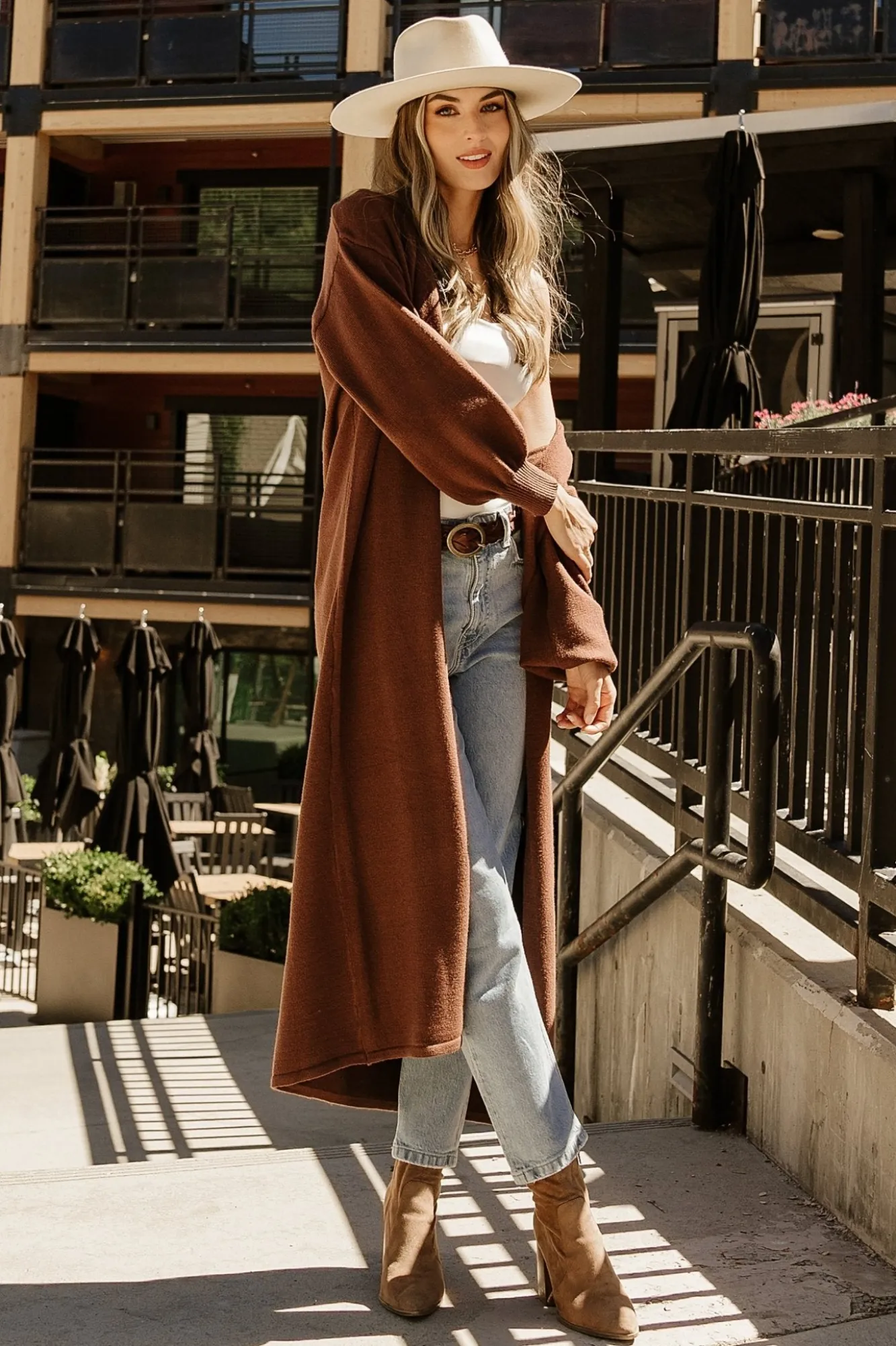 Baltic Born Ethel Long Cardigan | Dark Brown