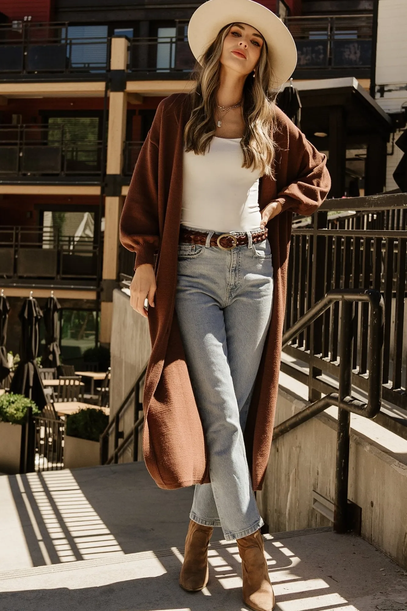 Baltic Born Ethel Long Cardigan | Dark Brown