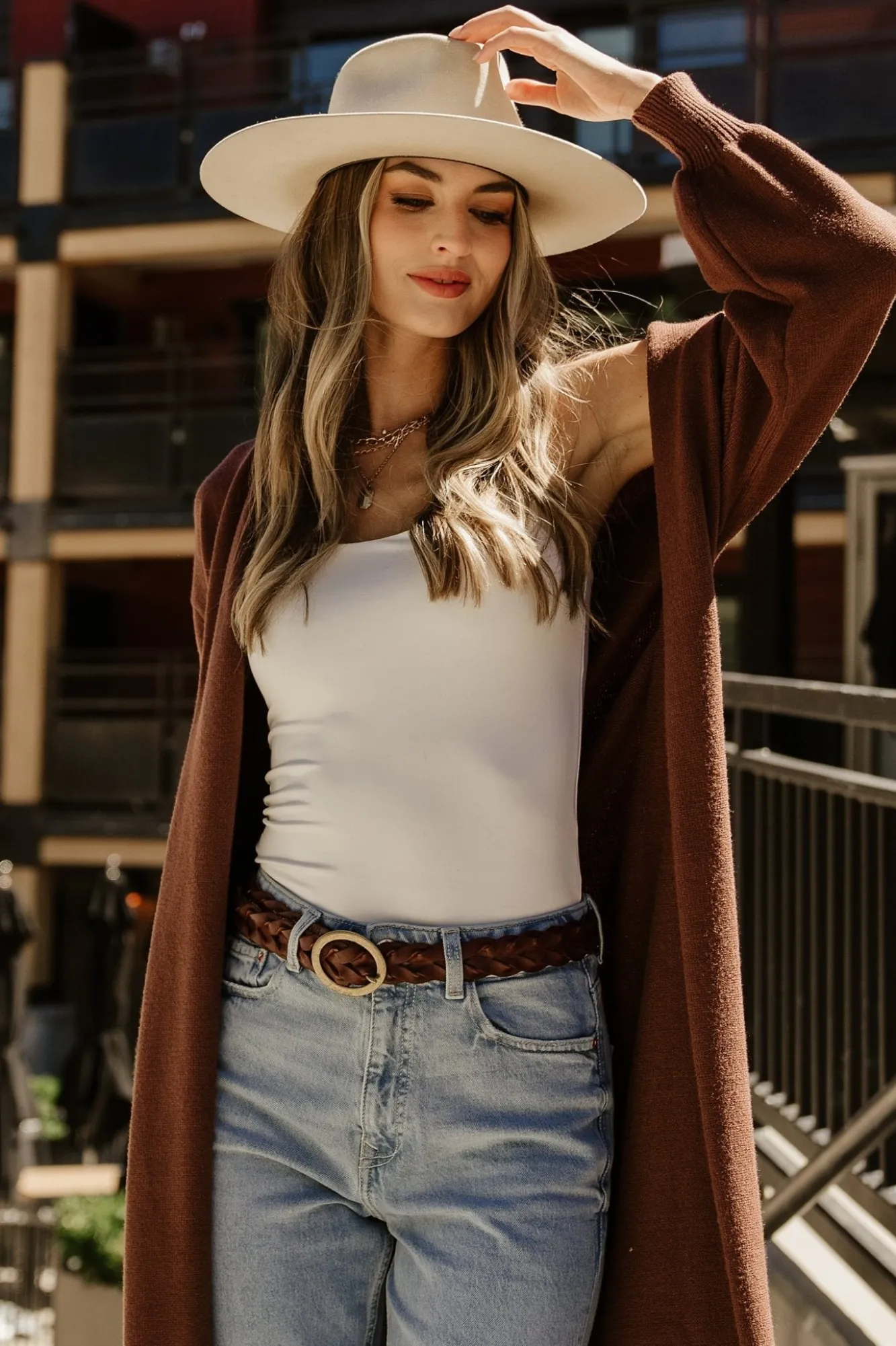 Baltic Born Ethel Long Cardigan | Dark Brown
