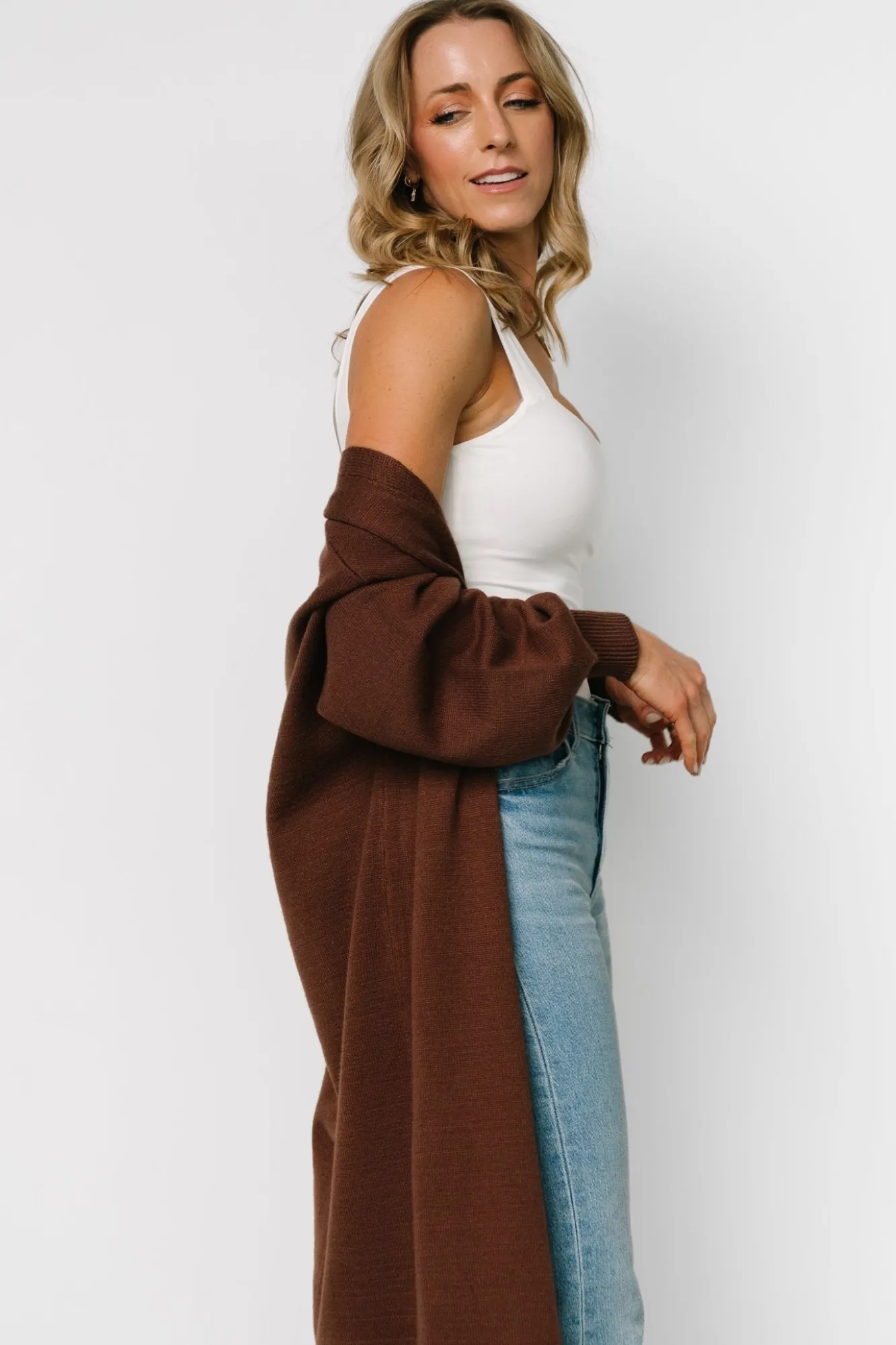 Baltic Born Ethel Long Cardigan | Dark Brown