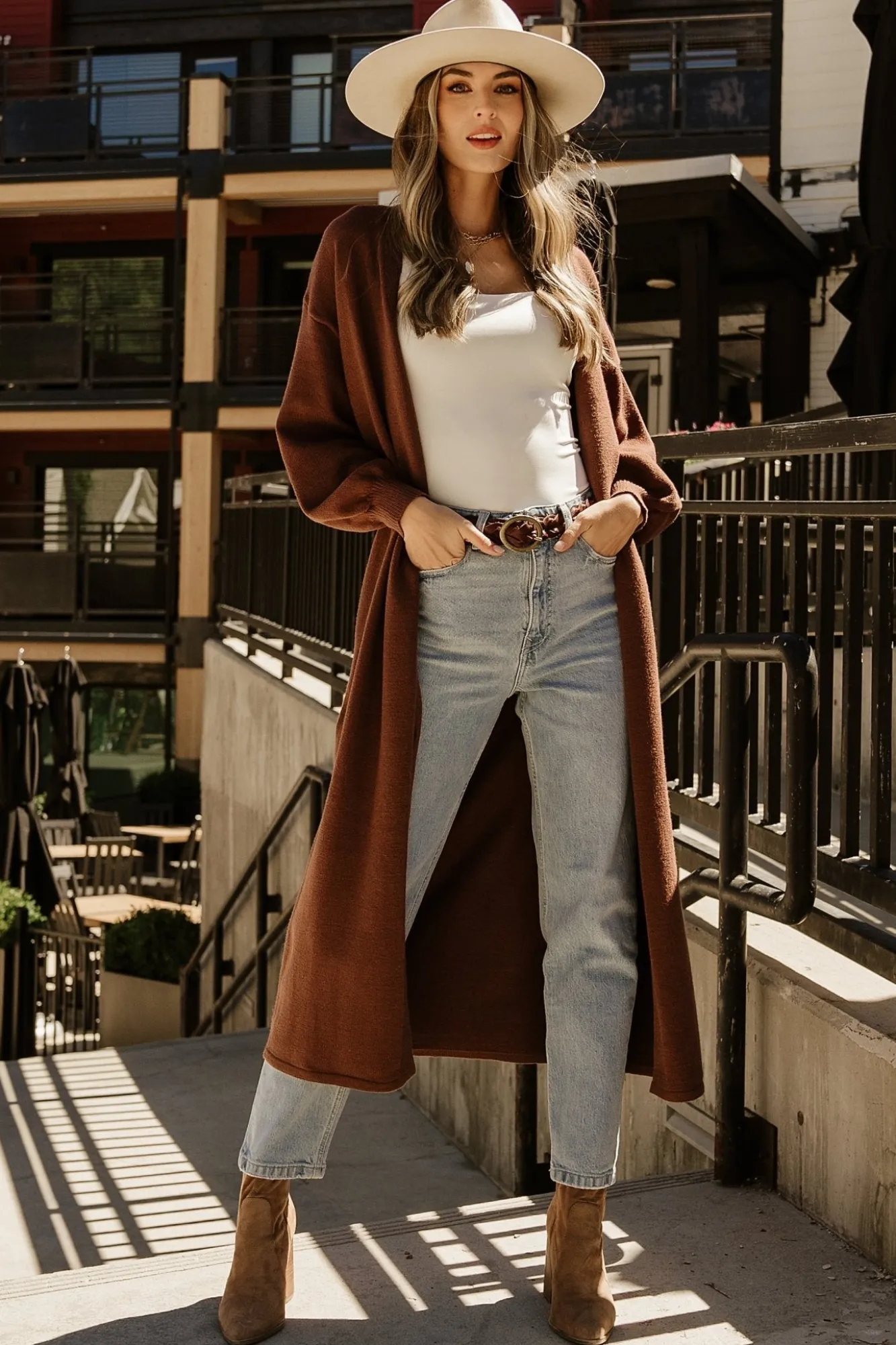 Baltic Born Ethel Long Cardigan | Dark Brown