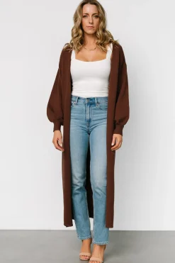Baltic Born Ethel Long Cardigan | Dark Brown