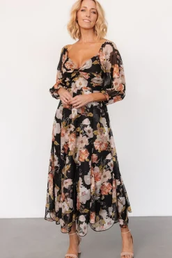 Baltic Born Etta Midi Dress | Black + Peach Floral