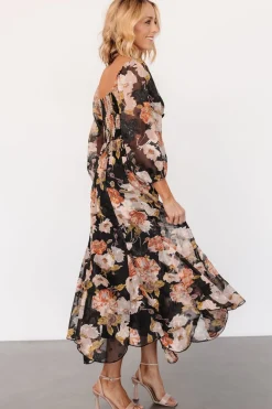 Baltic Born Etta Midi Dress | Black + Peach Floral
