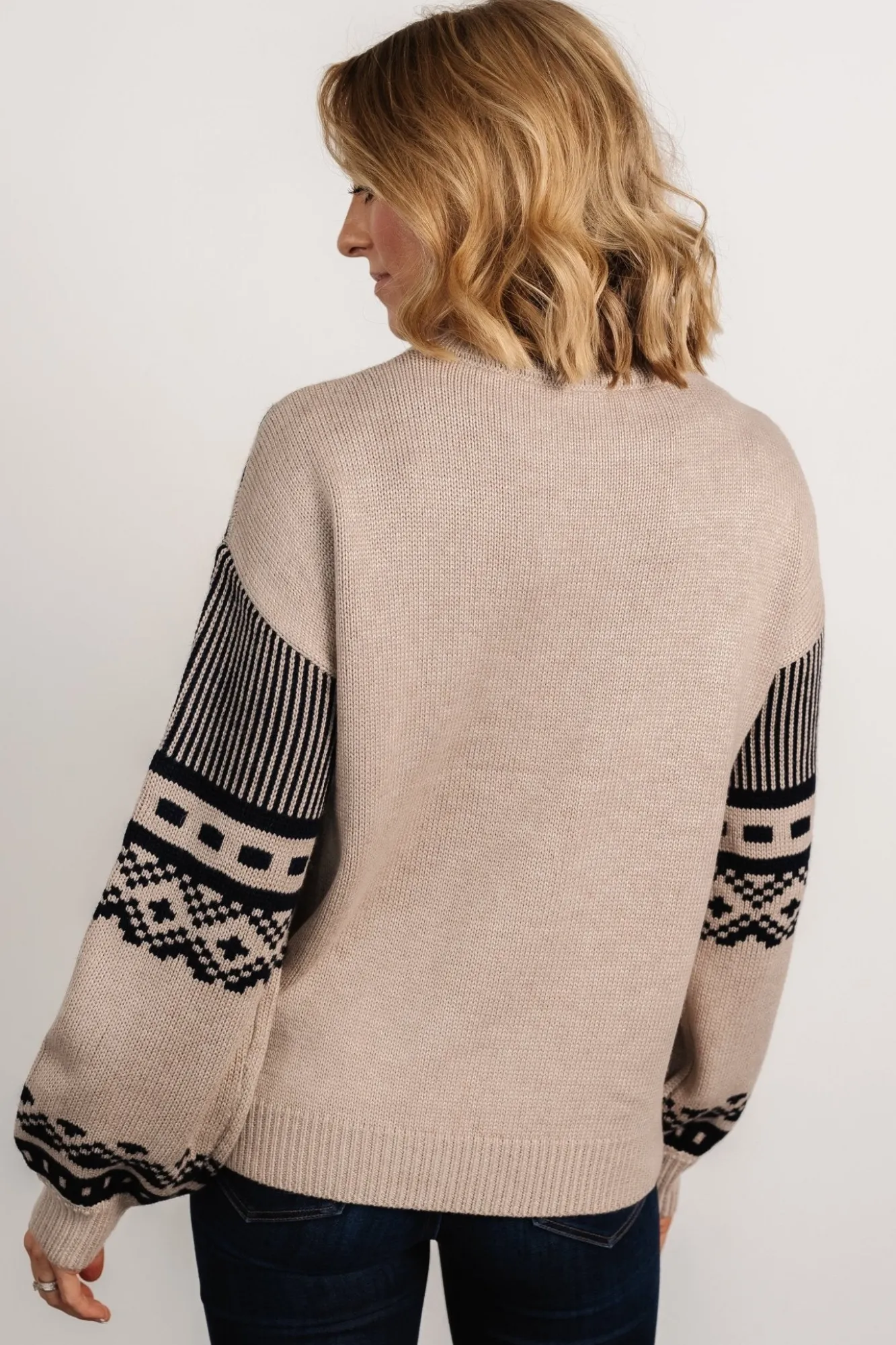 Baltic Born Eugene Sweater | Taupe + Navy