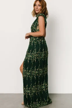 Baltic Born Eva Embroidered Maxi Dress | Green + Gold