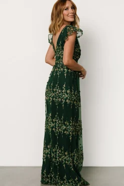 Baltic Born Eva Embroidered Maxi Dress | Green + Gold