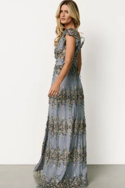 Baltic Born Eva Embroidered Maxi Dress | Slate + Gold