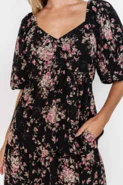Baltic Born Evelette Dress | Black + Mauve Floral