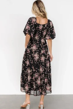 Baltic Born Evelette Dress | Black + Mauve Floral