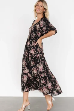 Baltic Born Evelette Dress | Black + Mauve Floral