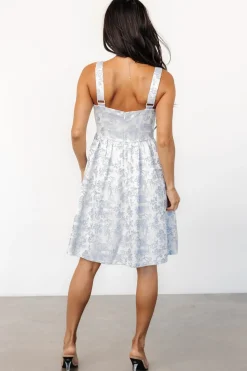 Baltic Born Eveline Short Dress | Light Blue + Pearl