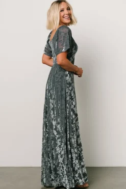 Baltic Born Everley Velvet Maxi Dress | Dusty Blue