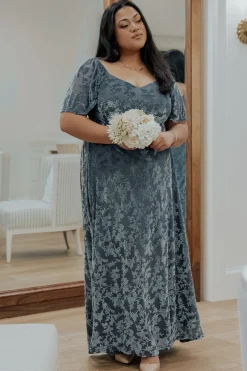 Baltic Born Everley Velvet Maxi Dress | Dusty Blue