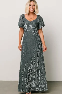 Baltic Born Everley Velvet Maxi Dress | Dusty Blue