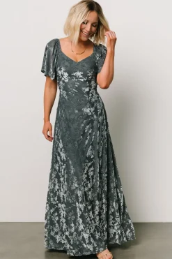 Baltic Born Everley Velvet Maxi Dress | Dusty Blue
