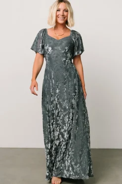 Baltic Born Everley Velvet Maxi Dress | Dusty Blue