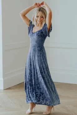 Baltic Born Everley Velvet Maxi Dress | Whisper Blue