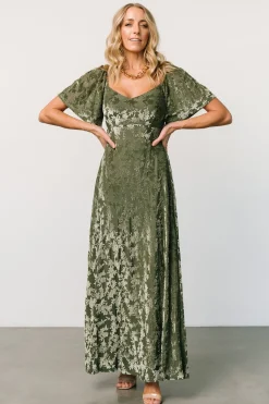 Baltic Born Everley Velvet Maxi Dress | Dark Sage